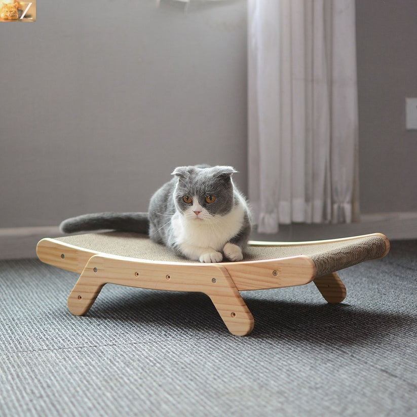 Wooden Cat Scratch Bed - Cat loving MODE